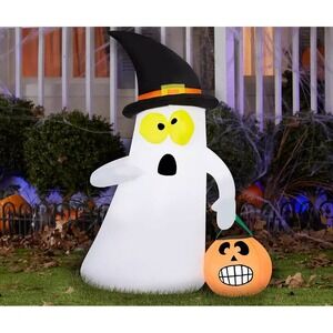 Gemmy 3.5 Ft Airblown Inflatable Ghost Candy Basket Jack O' Lantern LED‎ Lights